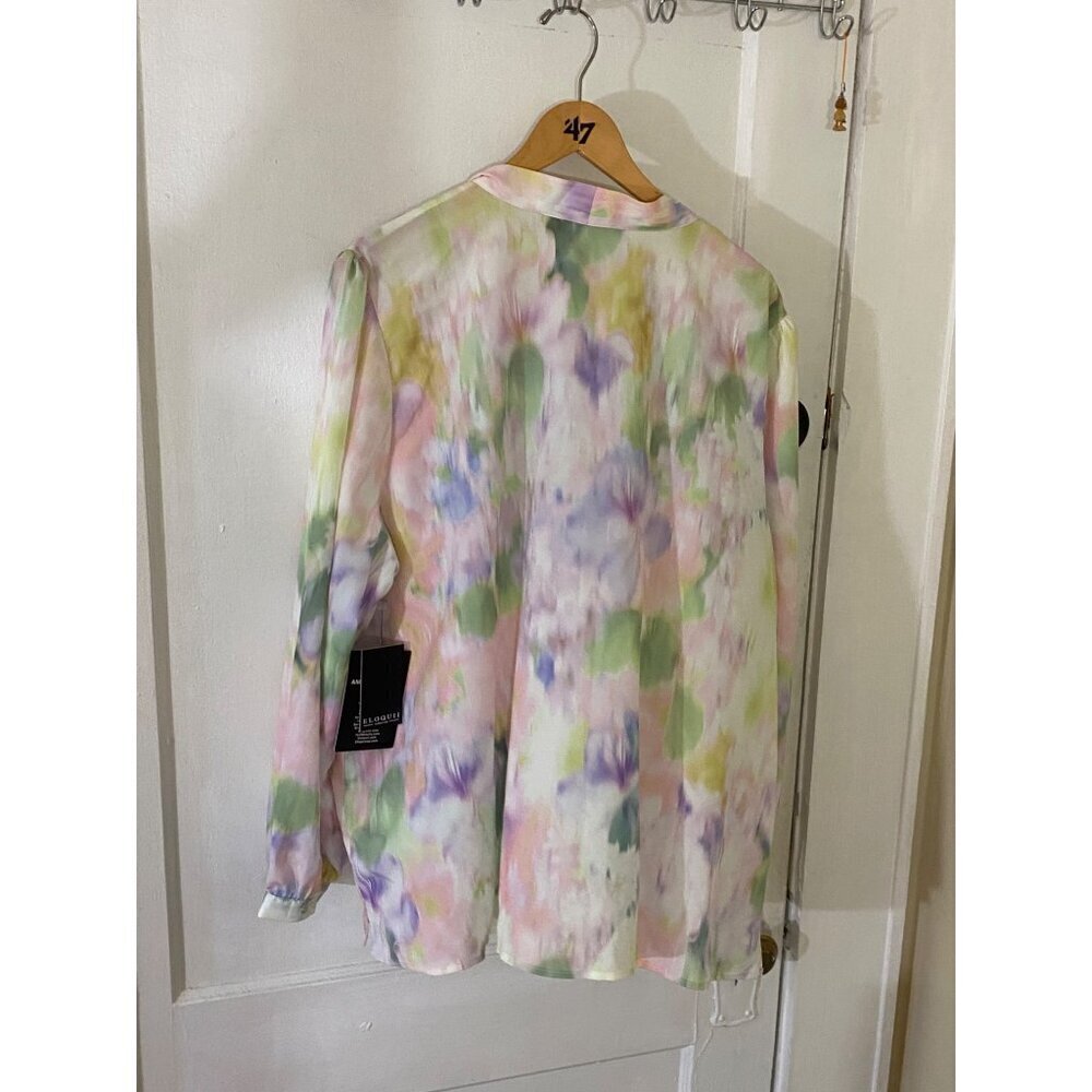 NWT Eloquii Women's Plus Size Printed High Neck Blouse - 24 - Picture 3 of 13
